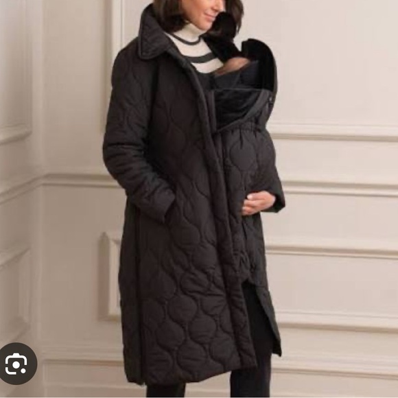 Seraphine Black Quilted Maternity and babywearing coat - Picture 1 of 4